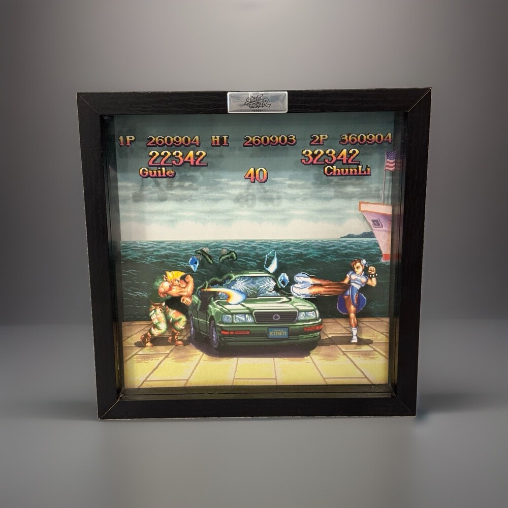 Street Fighter Pixel Framed Capcom Street Car Boat Scene 9x9 inches